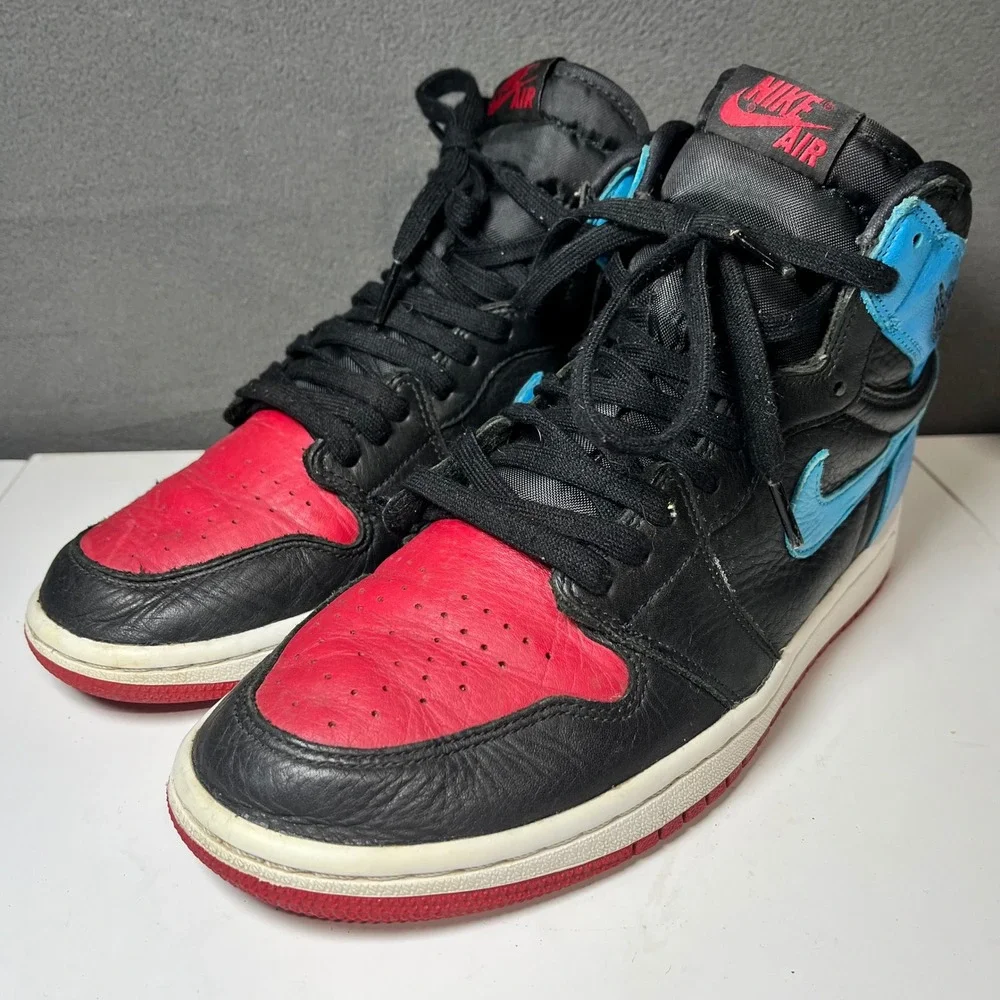 Nike Air Jordan 1 Retro High OG NC to Chi Black Red Blue Size 9 Mens